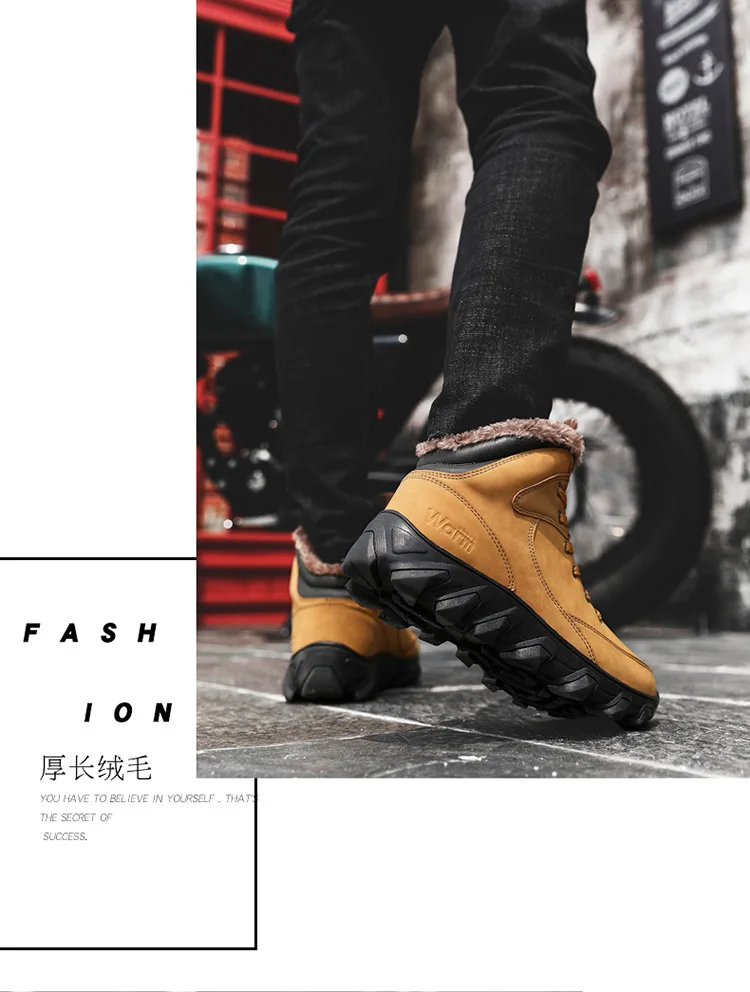 Мужские зимние ботинки; Уличная обувь с меховой подкладкой; Теплые ботильоны; зимние кроссовки на шнуровке для Дня Отца
