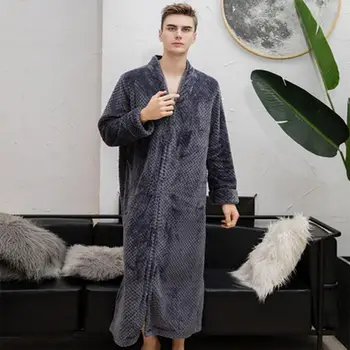 

Extra Long Plus Size Winter Warm Coral Fleece Bathrobe Women Men Flannel Dobby Kimono Bath Robe Bridesmaid Dressing Gown Wedding
