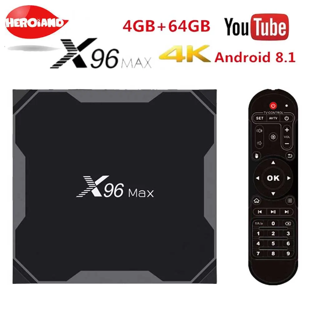 

X96Max Smart TV BOX Android 8.1 Amlogic S905X2 LPDDR4 Quad Core 4GB 64GB 2.4G&5GHz Wifi BT 1000M H.265 4K Set top box X96 Max