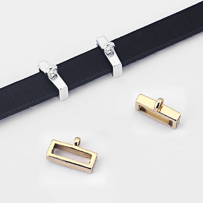 

15Pcs Flat Slider Spacer Beads With Loop For 11mm Flat Leather Cord DIY Jewelry Bracelet Necklace Making Findings