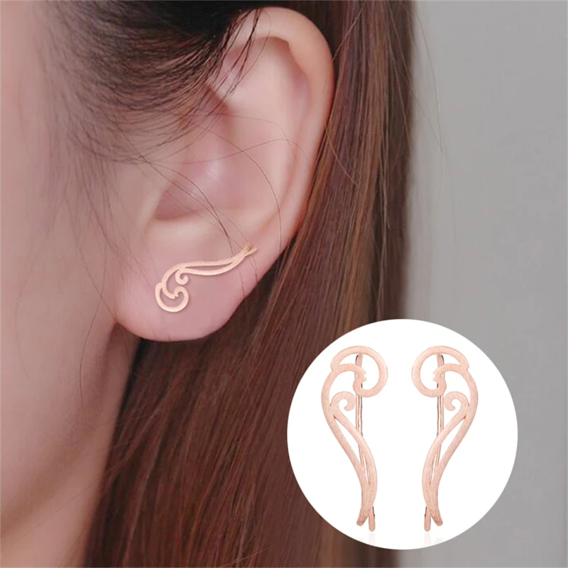 

Yiustar Women Earing Waves Ear Climbers for Women Ocean Beach Ear Earrings Classic Jewlery Geometrical Casual Earings Party Gift