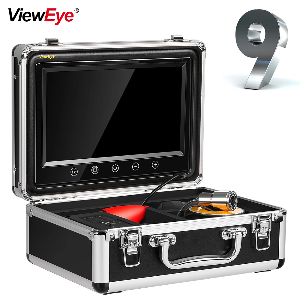 

ViewEye Fish Finder Underwater 1000TVL 9" Color 12 LED Lights Controllable UnderWater Monitor Video Camera For Fishing Fishcam