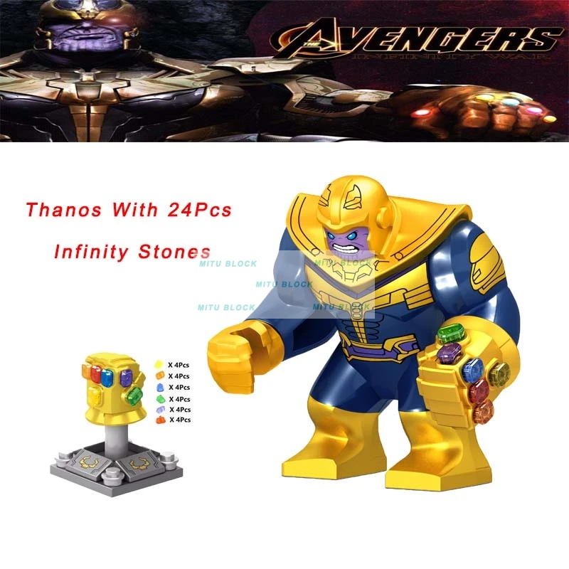 

Single Sale Super Heroes Legoingly Avengers 3 Thanos Infinity Gauntlet With 24Pcs Power Stones Legoing Building Blocks Diy Toys