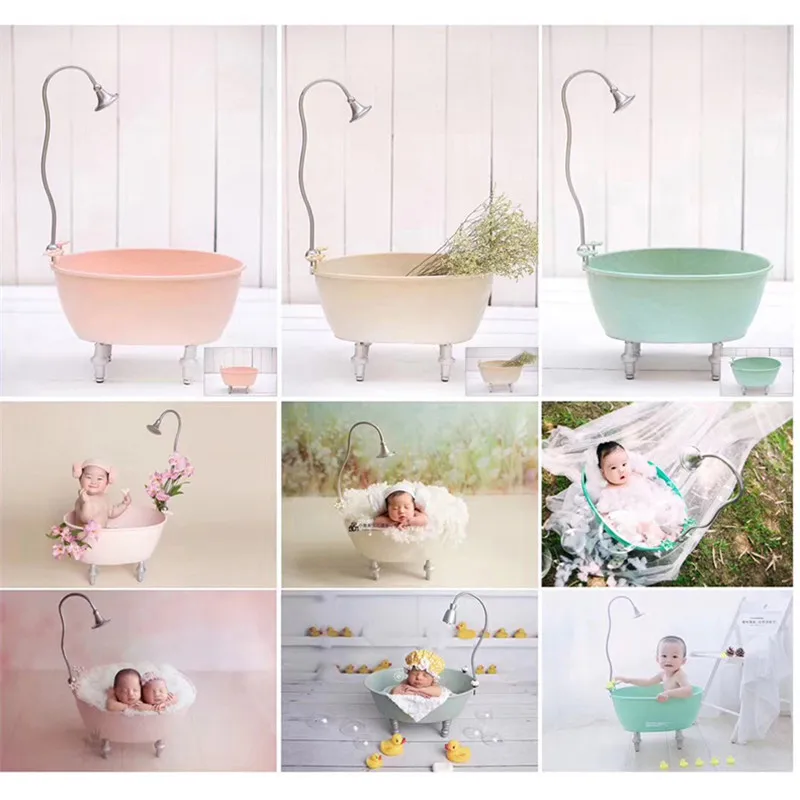 Newborn Photography Props for Girl New Iron Bathtub Photo Studio Creative Newborn Photo Props Photography Bucket Posing Beans