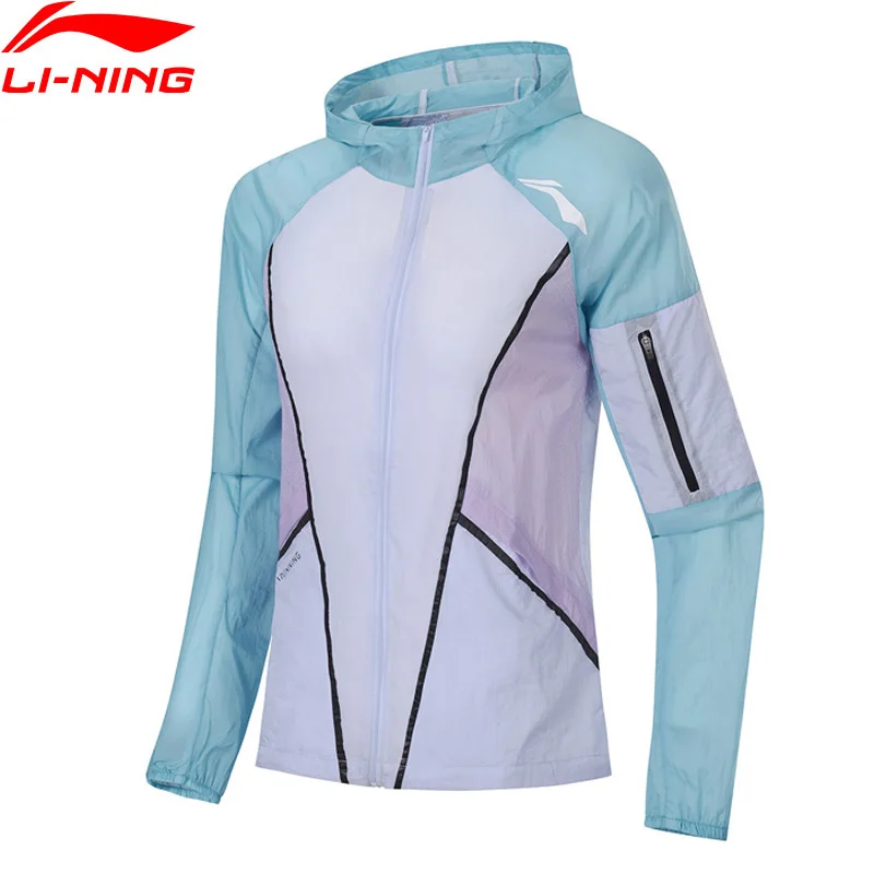 Li-Ning/Женская ветровка для бега, с капюшоном, с дышащей подкладкой из нейлона, спортивная куртка AFDP114 WWF923