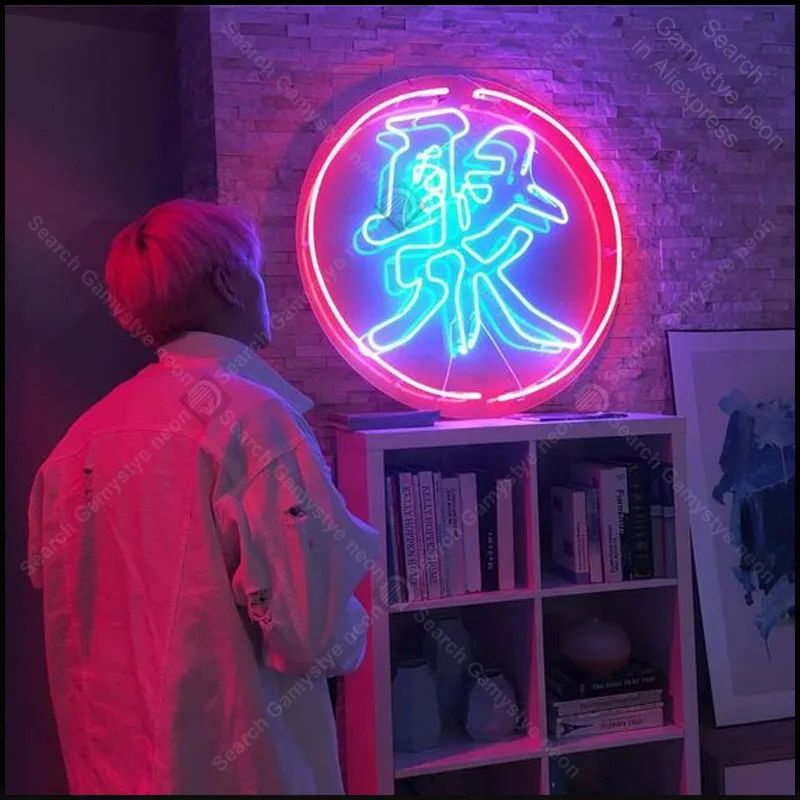 Chinese Word For Party Neon Bulbs Sign Iconic Beer Bar Game Room Decor