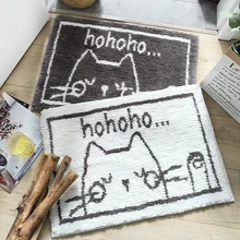 45x65/50x80 см серый белый нескользящий коврик для ванной комнаты с рисунком кота из мультфильма «hello», маленький ковер с рисунком, впитывающий ворсистый коврик для помещений