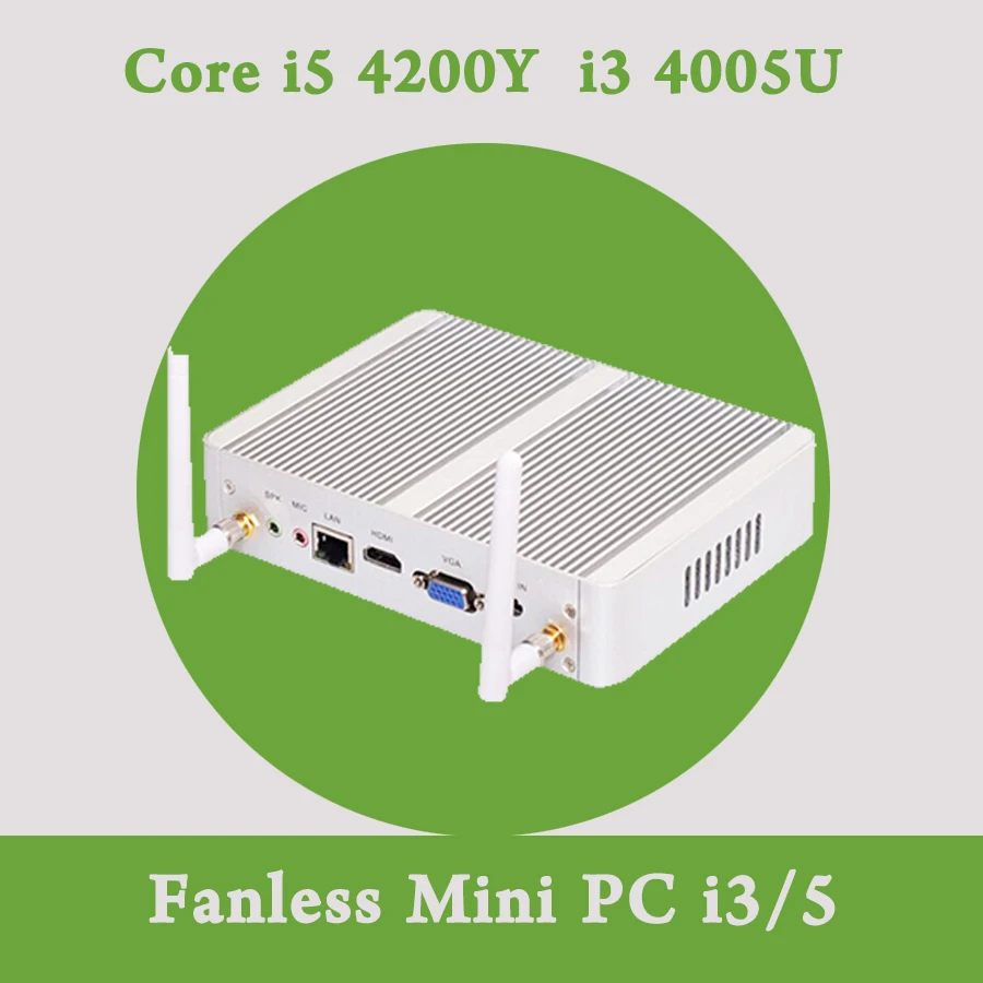 Windows 10 Intel Core i5 4200Y i3 4005U HTPC OpenELEC Kodi TV Box Gaming Desktop Computer VGA+HDMI+LAN Fanless Barebone Mini PC