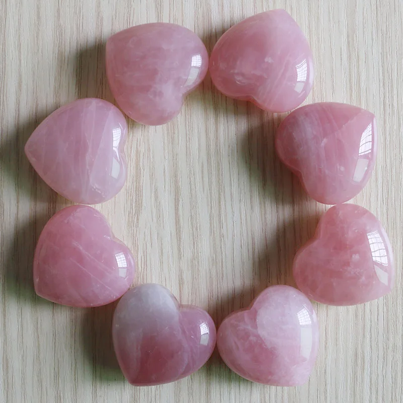 Натуральный розовый кристалл кварца в форме сердца камень бусины для изготовления ювелирных изделий Чакра Исцеление Рейки бусины 40 мм