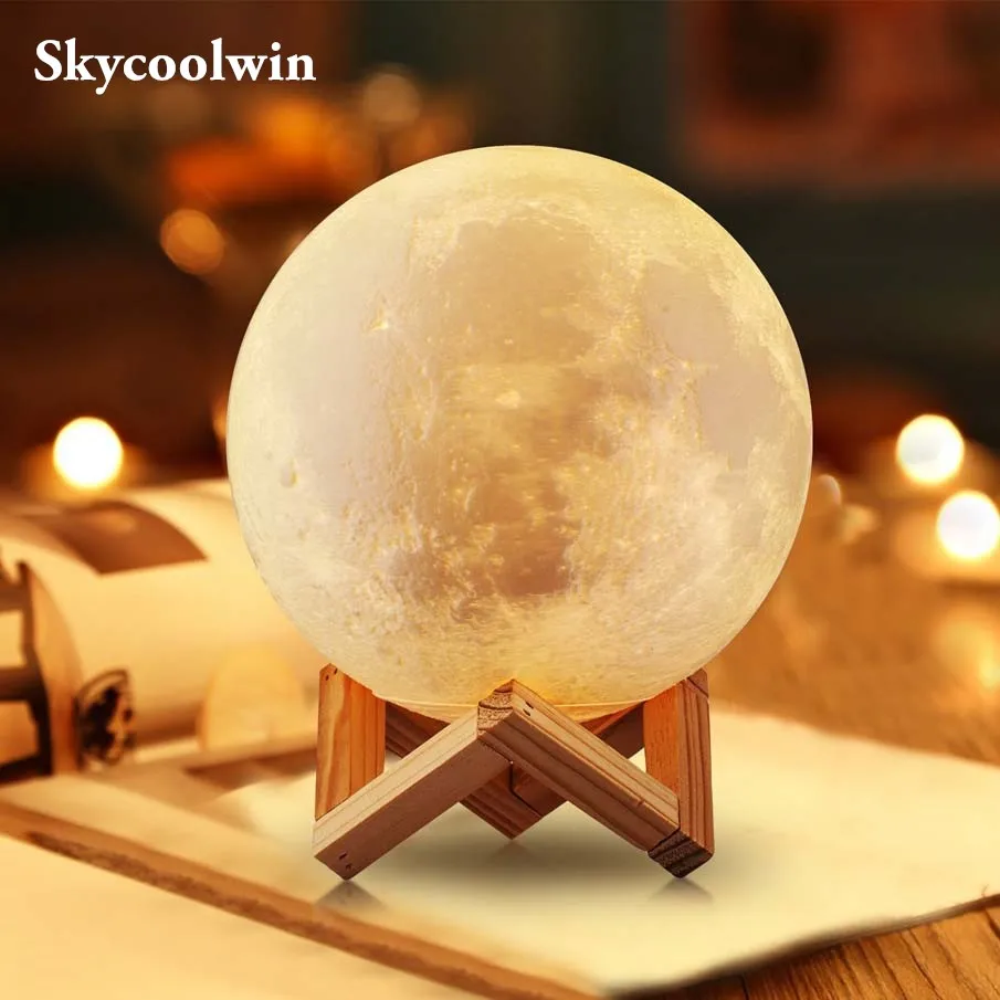

PLA Material Lighting Night Light LED 3D Printing Moon Lamp Sound Control USB Rechargeable Home Decorative Lights