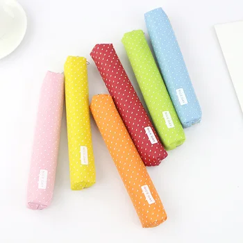 

Long Wave Point Candy Color Pencil case school pencil case Canvas Pencil bag Cute Stationery Box Office School Supplies