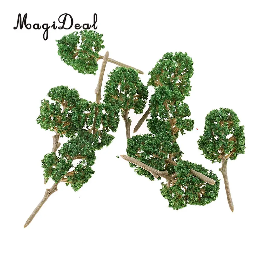 MagiDeal 10Pcs Sand Table Model Building Scale Tree Plant Miniature for Tailway Tailroad Train Track Park Garden Scenery Toys