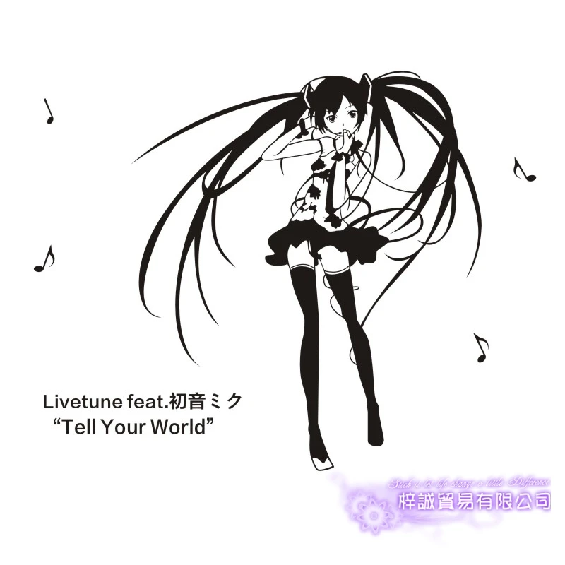 DCTAL Hatsune Miku Wall Decal Anime Cartoon Car Sticker Vinyl Wall Stickers Decal Decor Home Decorative Decoration