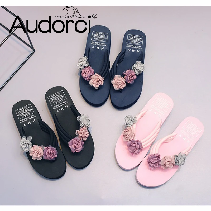 Audorci 2018 летние модные женские уличные прогулочные туфли милые тапочки на плоской