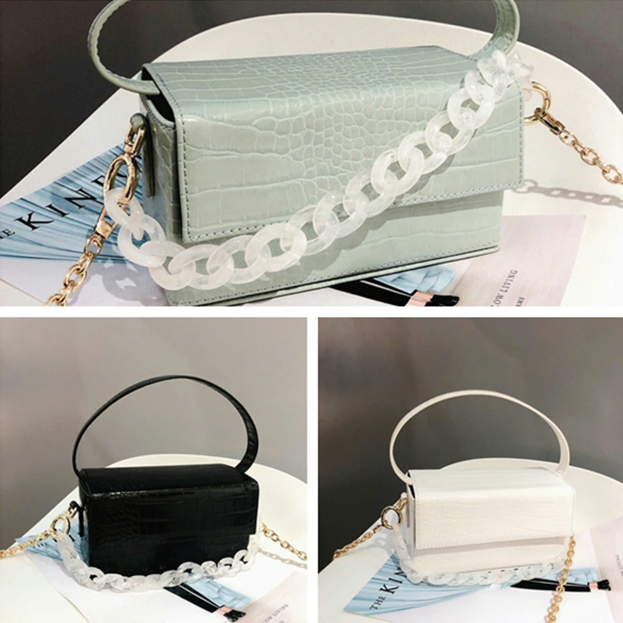 عارضة نمط تمساح الاكريليك سلاسل حقائب النساء التمساح حقيبة ساعي بو الجلود الكتف Crossbody حقائب السيدات المحافظ عارضة نمط تمساح الاكريليك سلاسل حقائب النساء التمساح حقيبة ساعي بو الجلود الكتف Crossbody حقائب السيدات المحافظ