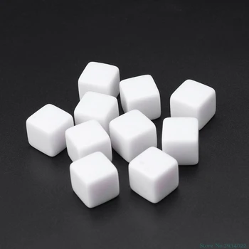 

New 10Pcs/set 6 Sided 14mm Acrylic Blank Dice Party Family DIY Games Printing Kid Toys Drop Ship
