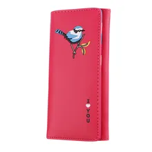 Детский длинный кожаный кошелек в стиле ретро с принтом птиц, маленький свежий подростковый Кошелек для монет на застежке, держатель для карт, сумочка, квадратная сумка