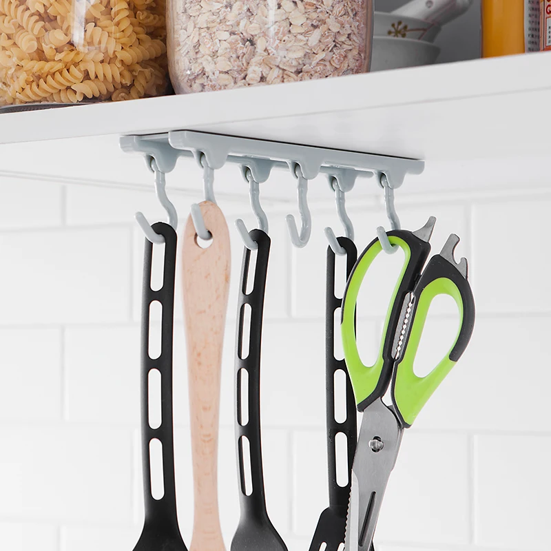 6pcs/lot Cute Kitchen Wall Rotatable 6 Hooks Self Adhesive Bathroom