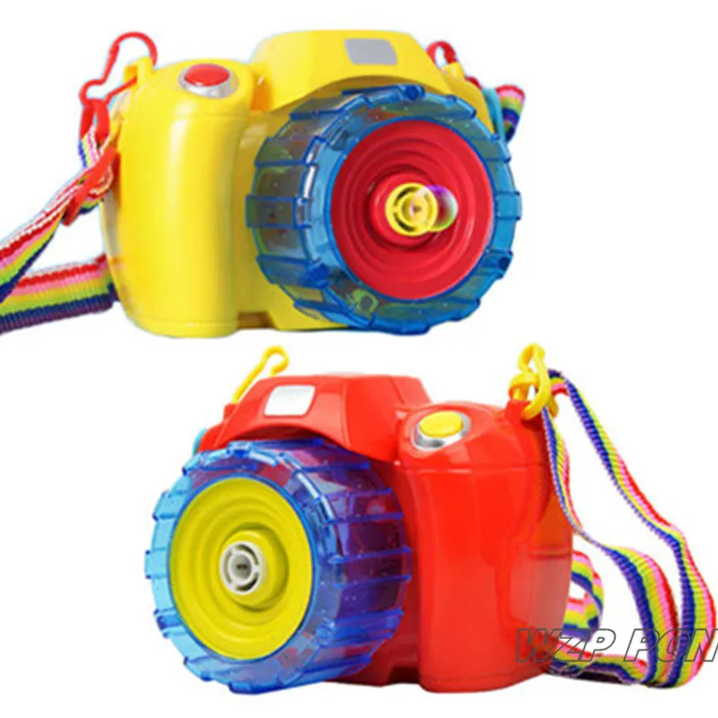 

New Outdoor Cute camera-shaped Automatic Bubble Machine Toy PVC with music and light Electronic Bubbles Machine kids Toys Gift