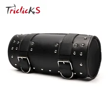 Triclick Universal Motorcycle Bags Black New Saddle Bag PU Leather Roll Saddle Bags Solo Saddlebag Luggage Storage Tool Kit Bag
