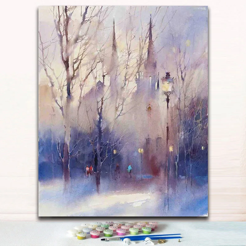 

Diy Coloring paints by numbers Victorian street paintings picture artwork with kits for modern decoration diy frame