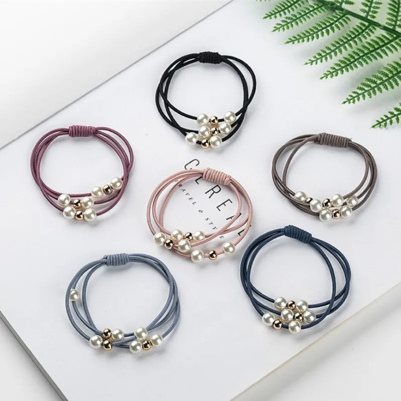 2018 Hair Accessories Pearl Elastic Rubber Bands Ring Headwear Girl Elastic Hair Band Ponytail Holder Scrunchy Rope Hair Jewelry - Image 4