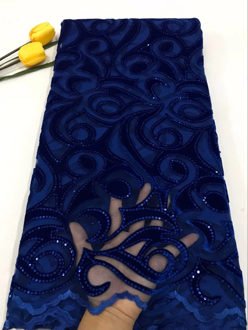 Latest African Velvet Lace Fabric Dubai Embroidered French Tulle Lace