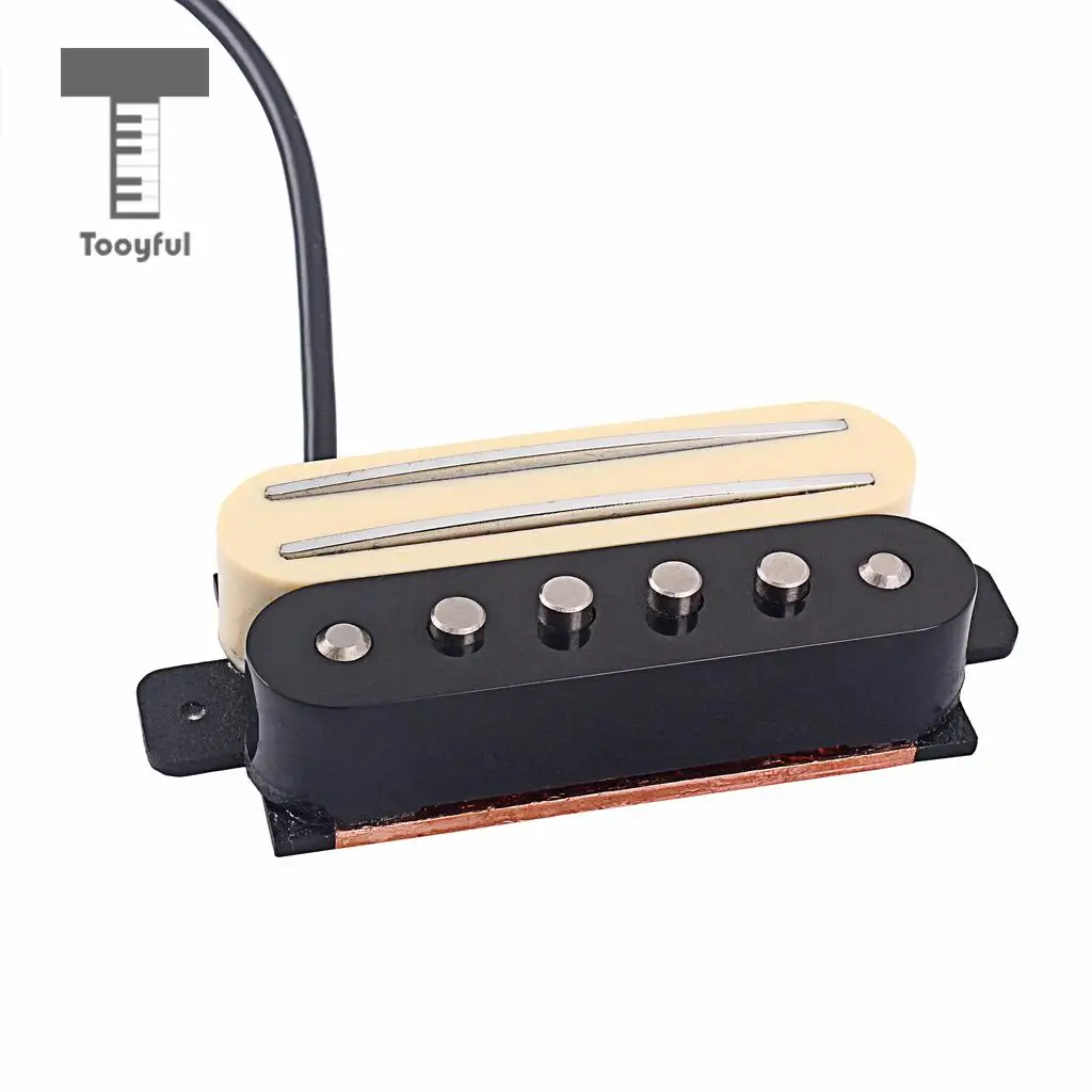 Tooyful 1 Set Copper Dual Rail Single Coil Pickup Humbucker for Electric/Cigar Box Guitar Parts DIY