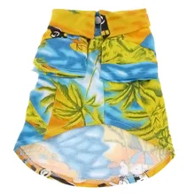 KSOL Hawaiian Beach Camp Pet Dog Summer Tee Shirt Apparel Yellow Blue M