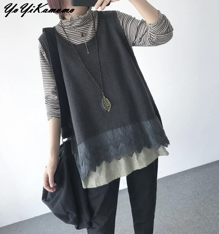 

YoYiKamomo Women Sweater 2018 Spring New Loose Plus Size Hollow-out Knit Sweater Fashion Pullover Sleeveless Casual Blouse Tops
