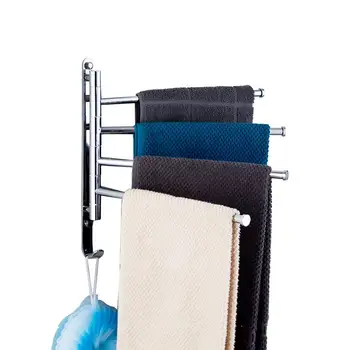 

European Chrome Polished Brass Towel Rack 4/3 Arms Toilet Towel Hanging With Hooks Bathroom Towel Rack Copper Movable Towel Bars