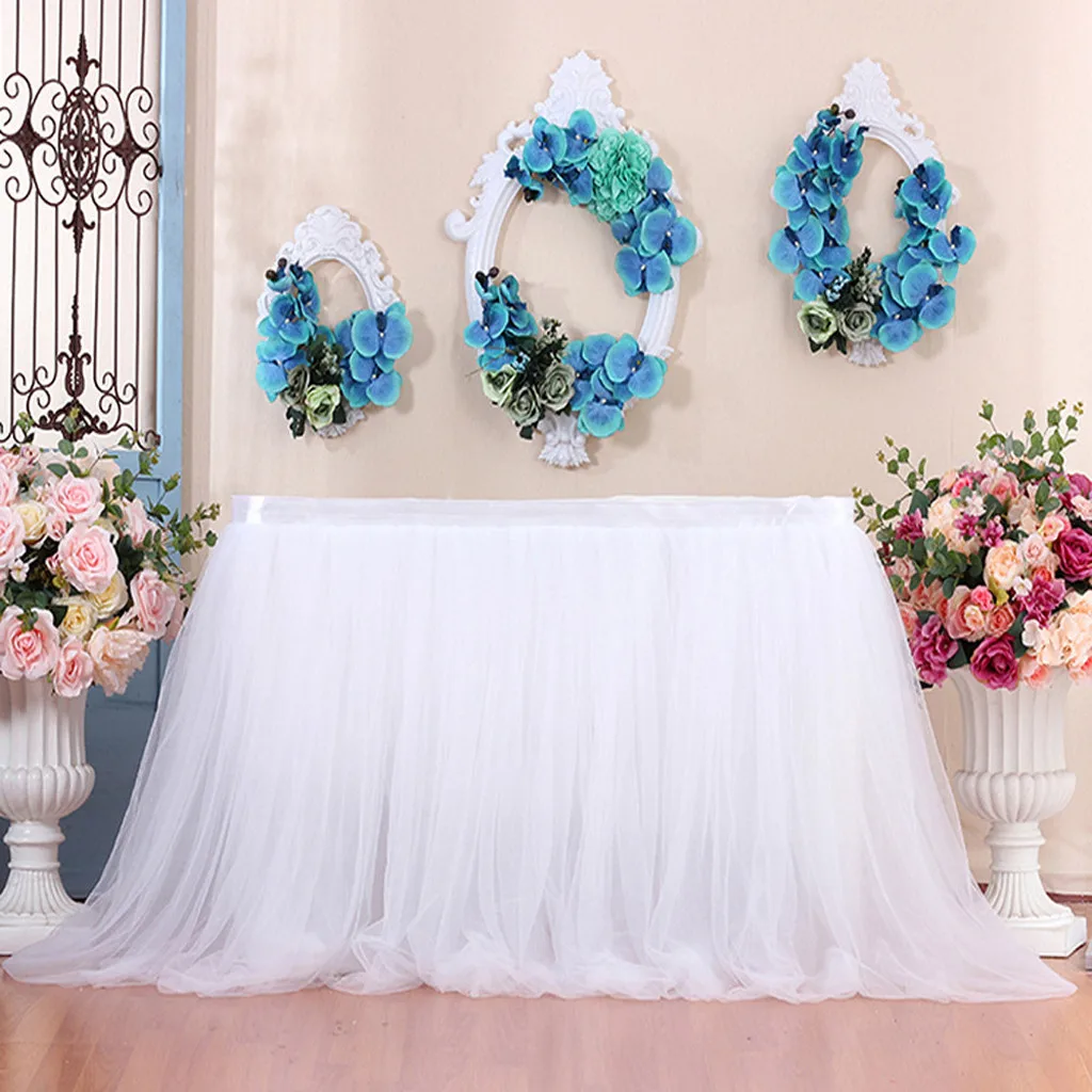 New Table Skirt Cover 39Inch Birthday Wedding Festive Party Decor Table Cloth 1PCS Wedding Festive Table SkirtDrop Shipping