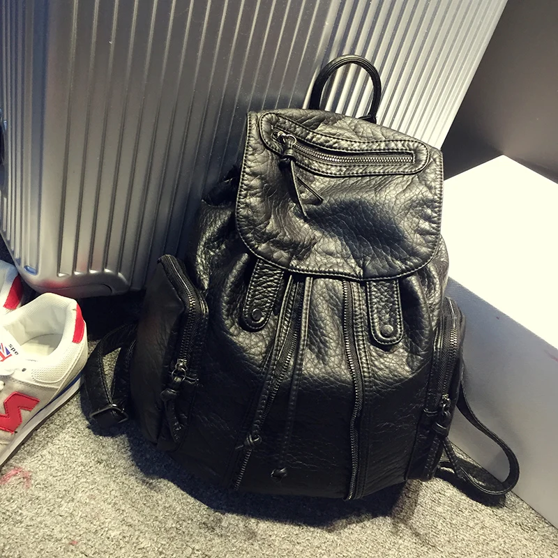 

Women Fashion PU Leather Backpacks put up Soft School Bags New Large Capacity Backpack Casual Bag Pack