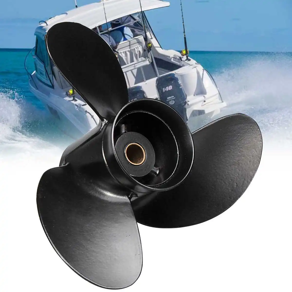 

3B2W64517-1 for Tohatsu Nissan-Mercury 8-9.8HP 8.5X9 Boat Outboard Propeller Aluminum Alloy 12 Spline Tooths 3 Blades Black