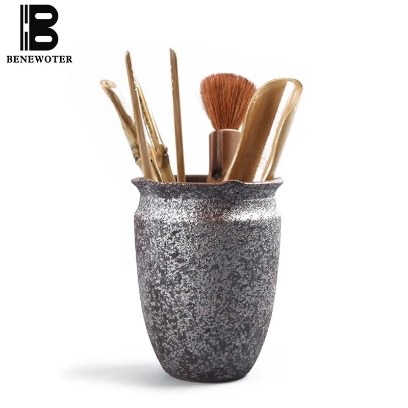

6PCS/LOT Kung Fu Tea Accessory Six Gentlemen Vintage Rust Holder Bamboo Tea Pen Holder Needle Clip Scoops Bonsai Pot Flower Vase