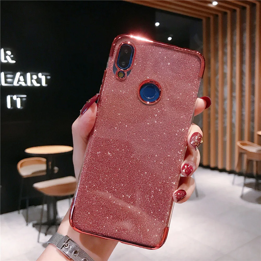 Rose Gold С сияющими блестками Роскошный чехол для Xiaomi Redmi Note 4 4X 5A 6 Pro 5 Plus S2 6A K20 Xiomi 7 6A покрытие блестящие пайетки силиконовый чехол - Цвет: Rose Gold