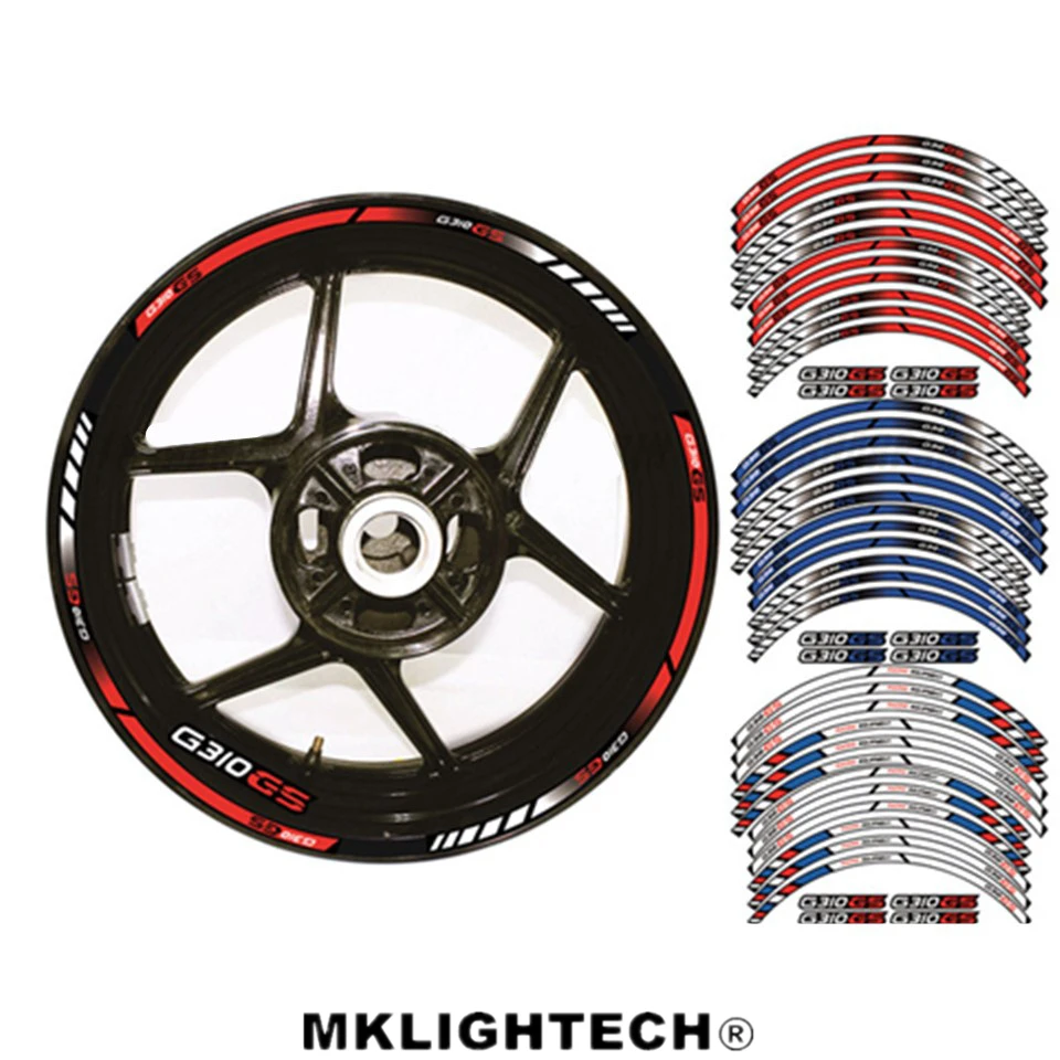 

Motorcycle acessories 12 X Thick Edge Outer Rim Sticker Stripe Wheel Decals FIT BMW G310GS 17'' 19''