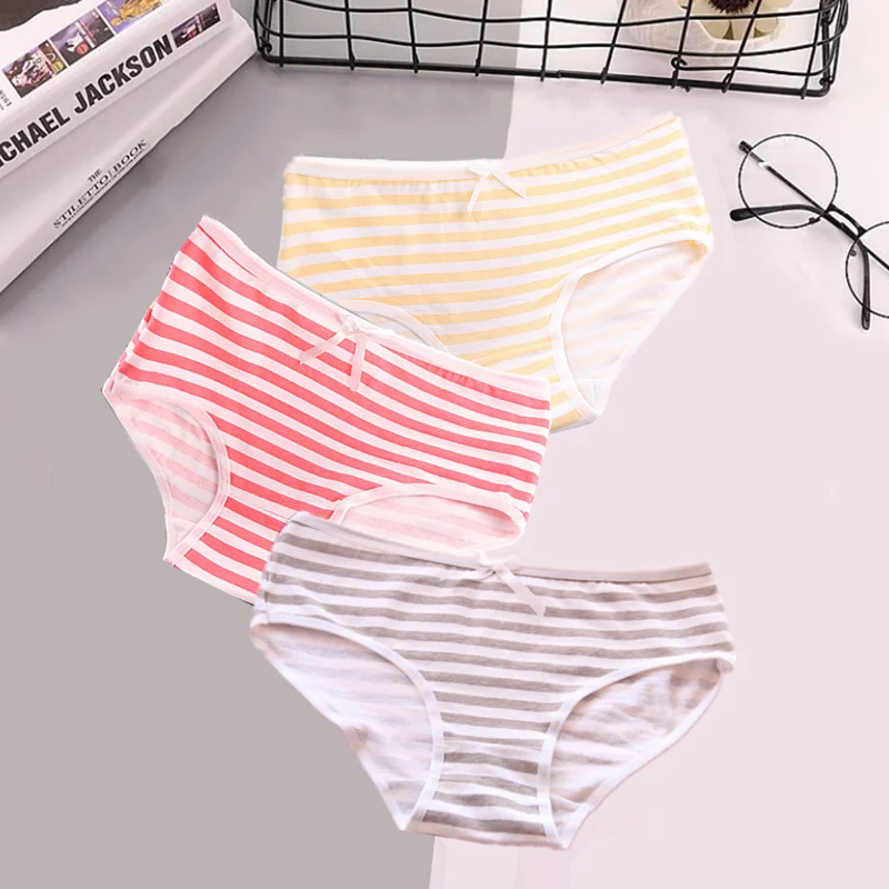 3Pcs/lot Cotton Panty Set Underwear Female Striped Bowknot Comfort Intimates Fashion Female Low-Rise Briefs Lingerie - Цвет: 5