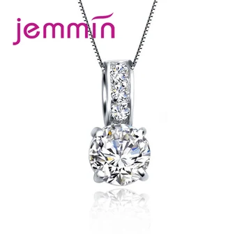 Jemmin Genius Exquisite Pure 925 Sterling Silver Necklace With Geometric Shape Pendant Clear Cubic Zircon Pave For Female
