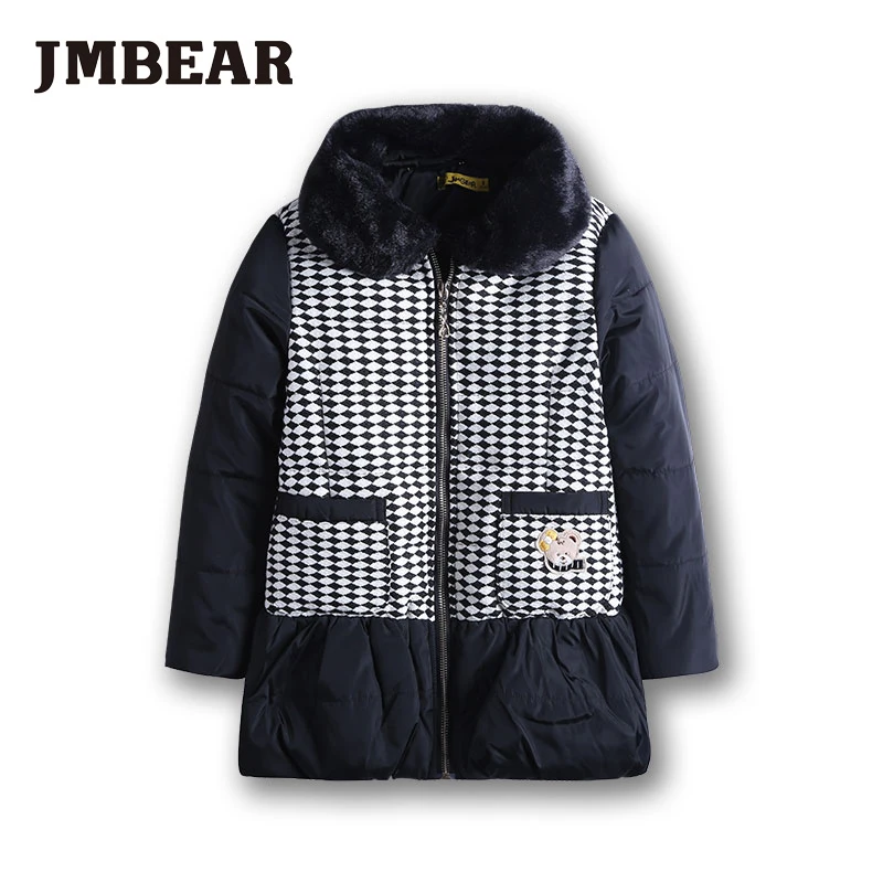 

JMBEAR girls winter coat Faux Fur Fleece collar kids jacket winter outwear children snowsuit warm and thick 6-14 years