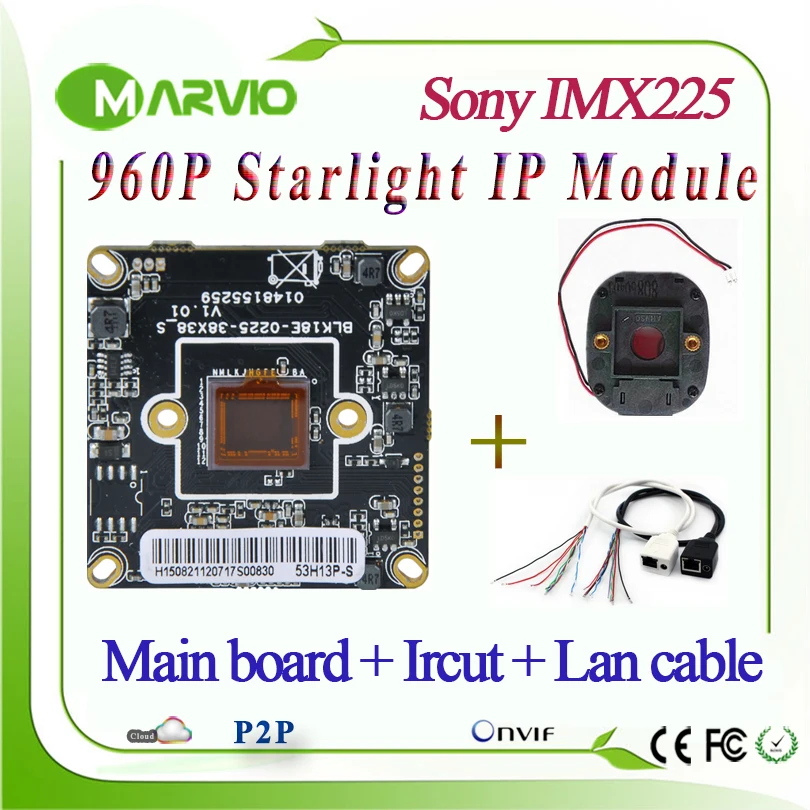 Image of "1.3MP HD 960P Starlight Network IP camera Module Colorful Night Vision Sony IMX225 Sensor CCTV Cam board"