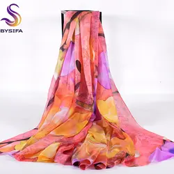 [BYSIFA] Зима Для женщин длинные шарфы новая Дизайн Женские аксессуары чистый Шелковый шарф крышку ИБП 200*110 см женские розовые шарфы палантины