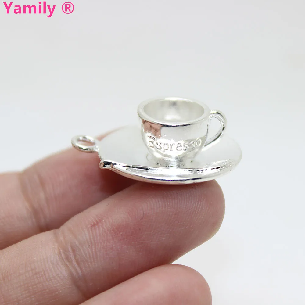 Yamily 8 шт. 27x23 мм яркий серебристый тон espressso капучино 3D микс чашка для чая кофе