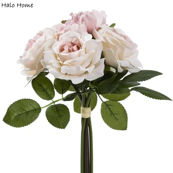 

1 Bunch Silk Artificial Flower Rose Bouquet fit Festival Office Party Home Garden Wedding Bride Memorial Day Decor 30cm