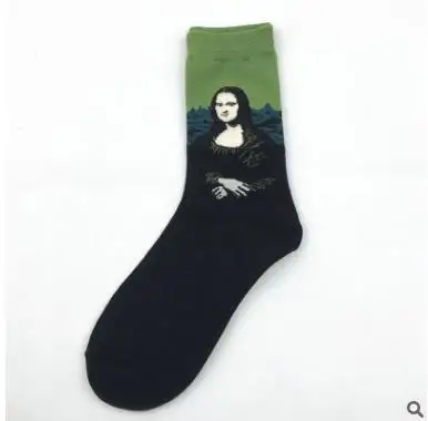 Мужские повседневные носки из чесаного хлопка Наполеон Иисус Мона Лиза Знаменитые Картины маслом Красочные - Цвет: SS3301