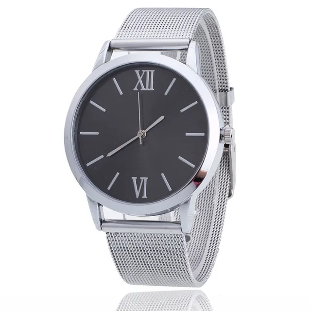 Women Ladies Silver Stainless Steel Mesh Band Wrist Watch Feminino