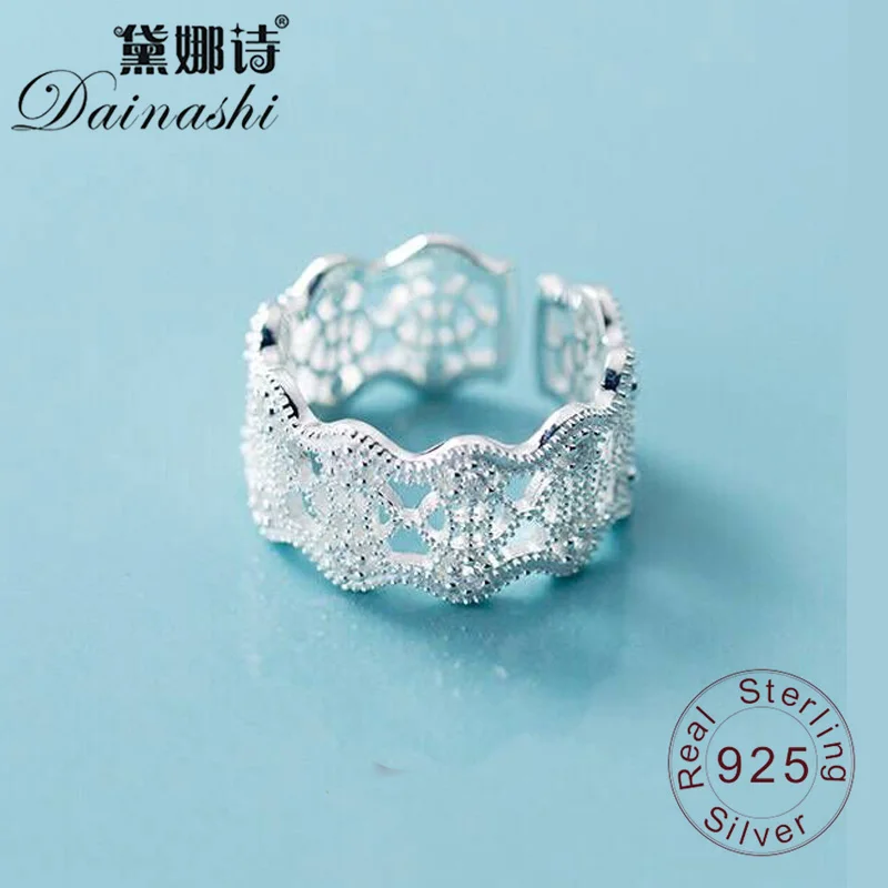 

Dainashi Lace Hollow Design Index Finger Ring 925 Sterling Silver Anniversary Adjustable Ring Elegant For Women Birthday Gift