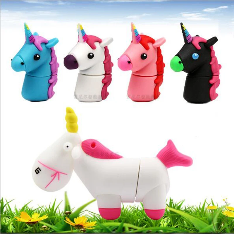 

Cartoon Unicorn Pen Drive 128 GB USB Flash Drive 128GB 64GB 32GB 16GB 8GB Cute Horse Pendrive 256GB Cle USB 3.0 Memory Stick