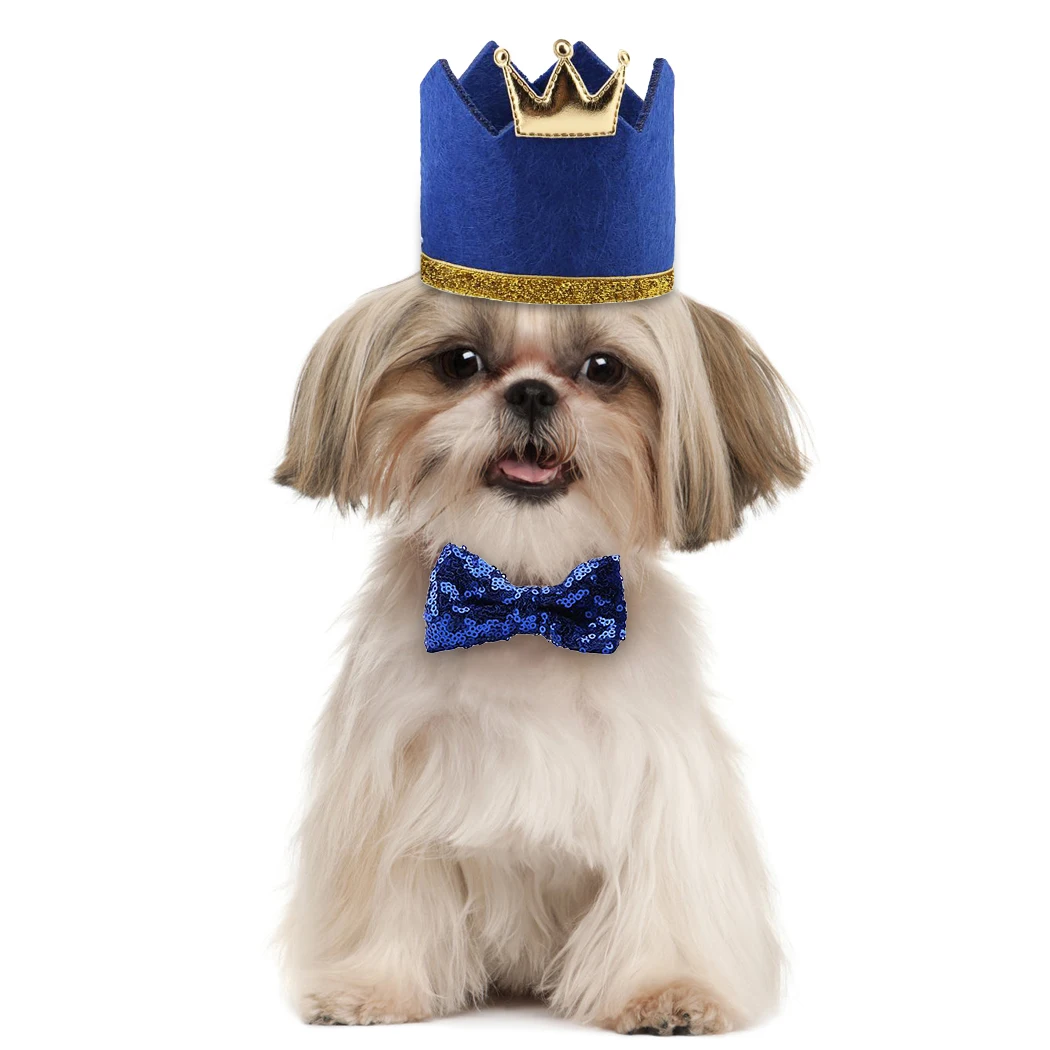 2 шт./компл. Pet шапки для собак с бантом кошка собака на день рождения костюм дизайн блесток головной убор шляпа для рождественской вечеринки аксессуары для домашних животных