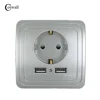 COSWALL Dual USB Port Wall Charger Adapter Charging 2A Wall Charger Adapter EU Plug Socket Power Outlet Panel Grounded Electric ► Photo 3/6